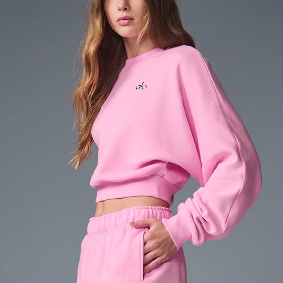 ALO Yoga Tops - Alo Cropped Accolade Crewneck Sweet Pink nwt size S